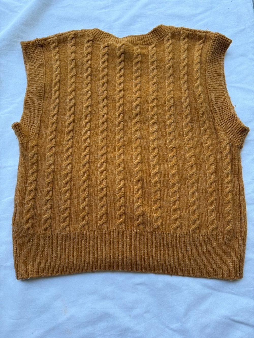 Cupcakes and Cashmere Cable Knit V-Neck Sweater Vest in Mustard - Picture 3 of 3